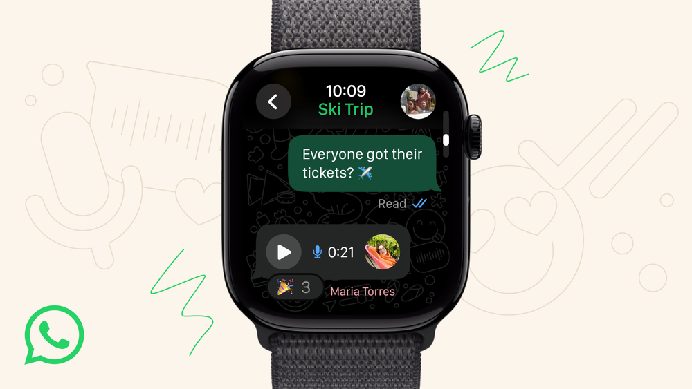 Imagen oficial de WhatsApp en un Apple Watch