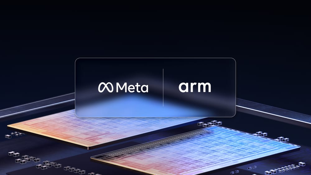 Imagen promocional de la colaboración entre Meta y Arm y sus nuevos procesadores pensados para IA