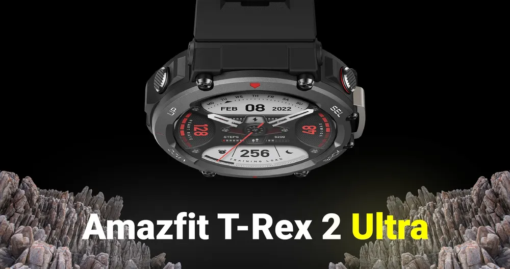 Amazfit T-Rex 2 con el texto Amazfit T-Rex 2 Ultra.