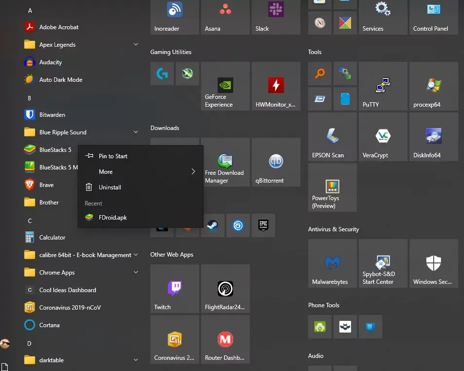 Error 2318 al desinstalar en BlueStacks