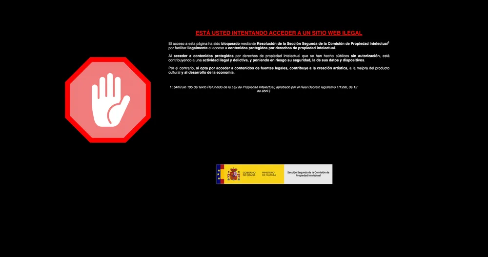 Captura de pantalla de la web oficial del Gobierno de España