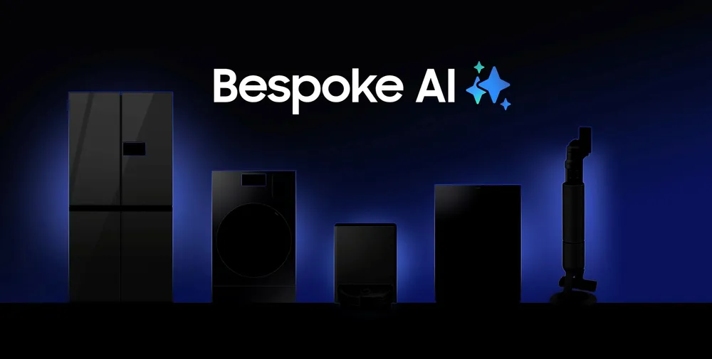Imagen promocional de la presentación de Samsung de los nuevos electrodomésticos Bespoke AI para 2025.