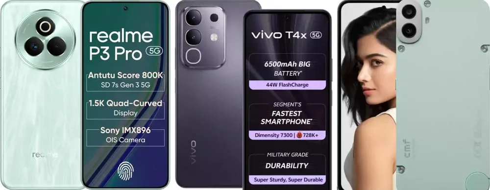 Realme P3 vs Vivo T4X vs CMF Phone 1