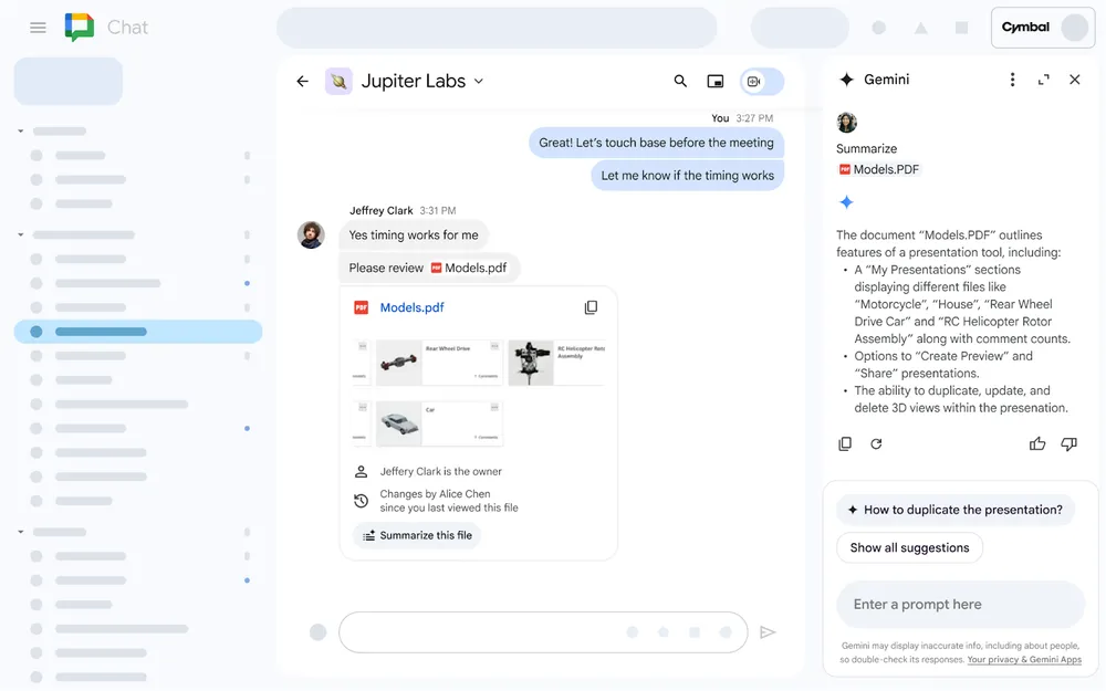 Resúmenes inteligentes de archivos en Google Chat