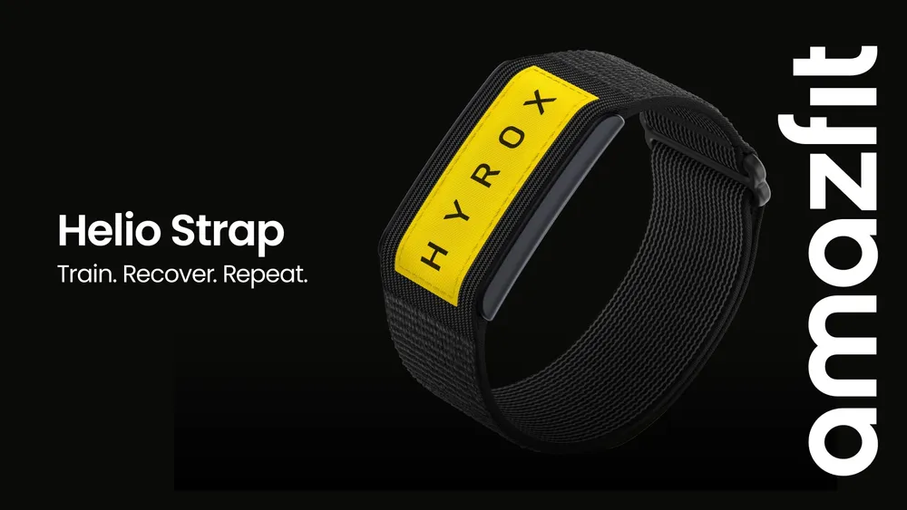 Imagen promocional oficial de la Amazfit Helio Strap HYROX Edition