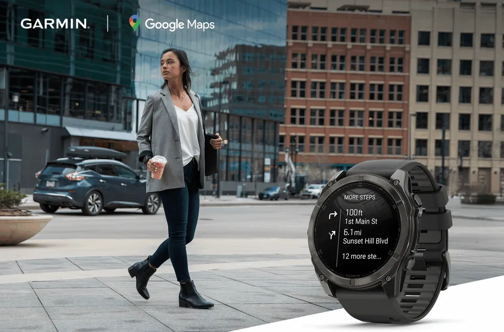 Imagen de las indicaciones de Google Maps en smartwatches Garmin