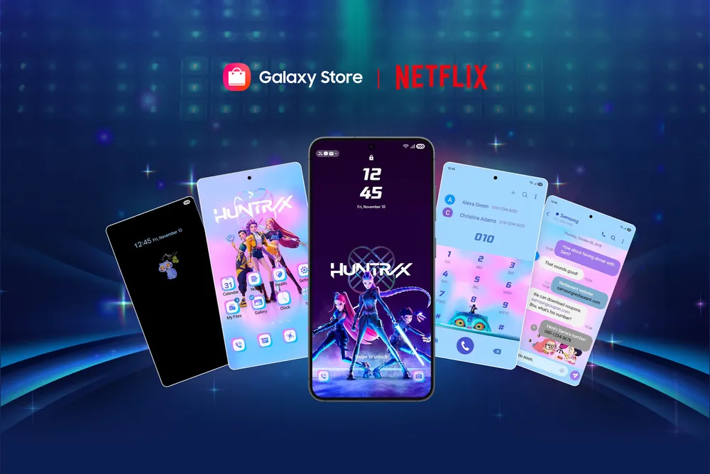 Imagen promocional de la colaboración entre Samsung y Netflix por la serie de animación Kpop Demon Hunters