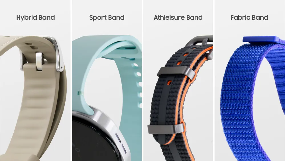 Imagen promocional de las nuevas correas disponibles para los Samsung Galaxy Watch 8