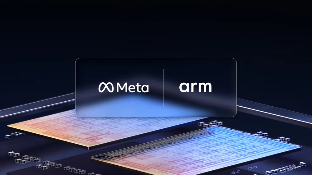 Imagen promocional de la colaboración entre Meta y Arm y sus nuevos procesadores pensados para IA