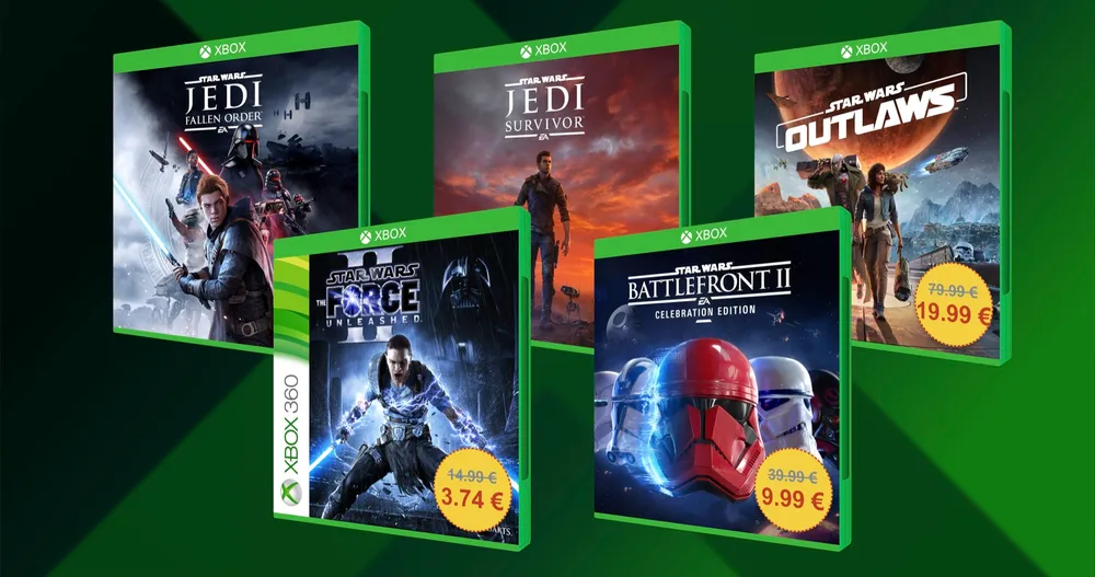 Carátulas de algunos de los chollos de juegos de Star Wars para Xbox